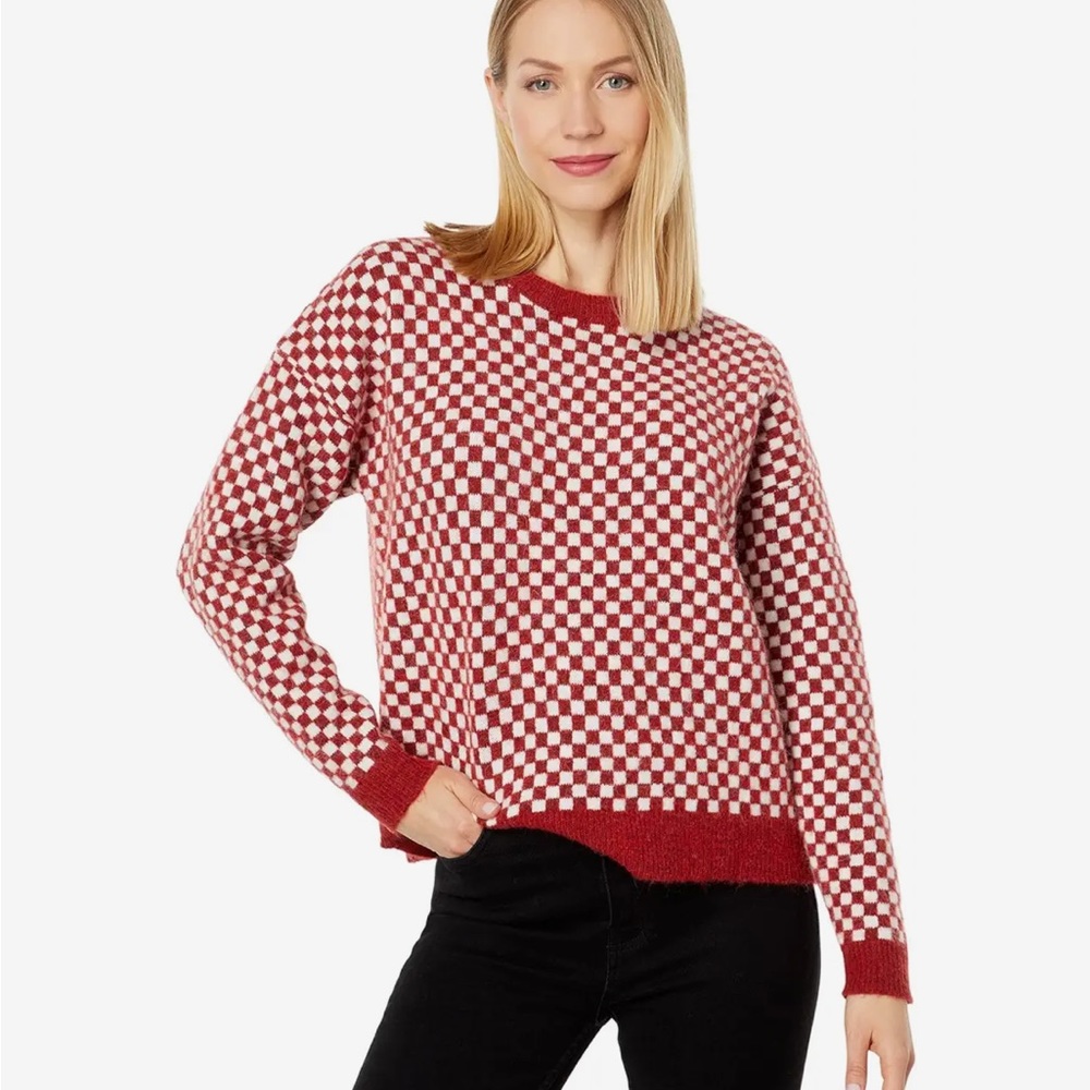 Madewell Mallorca Checkered Jacquard crewneck Sweater size L(10-14)